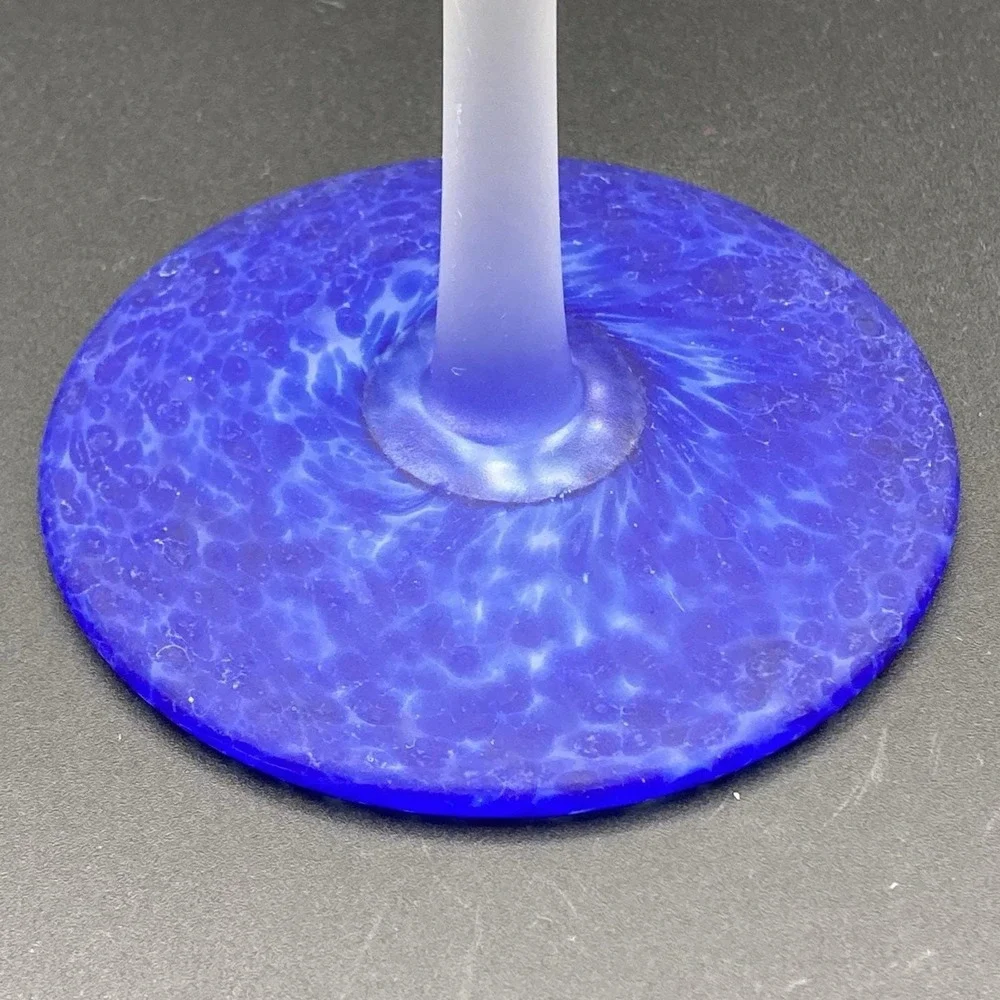 2 Grey Goose Vodka Frosted Martini Glass Cobalt Blue Swirl Base Flying Geese #5